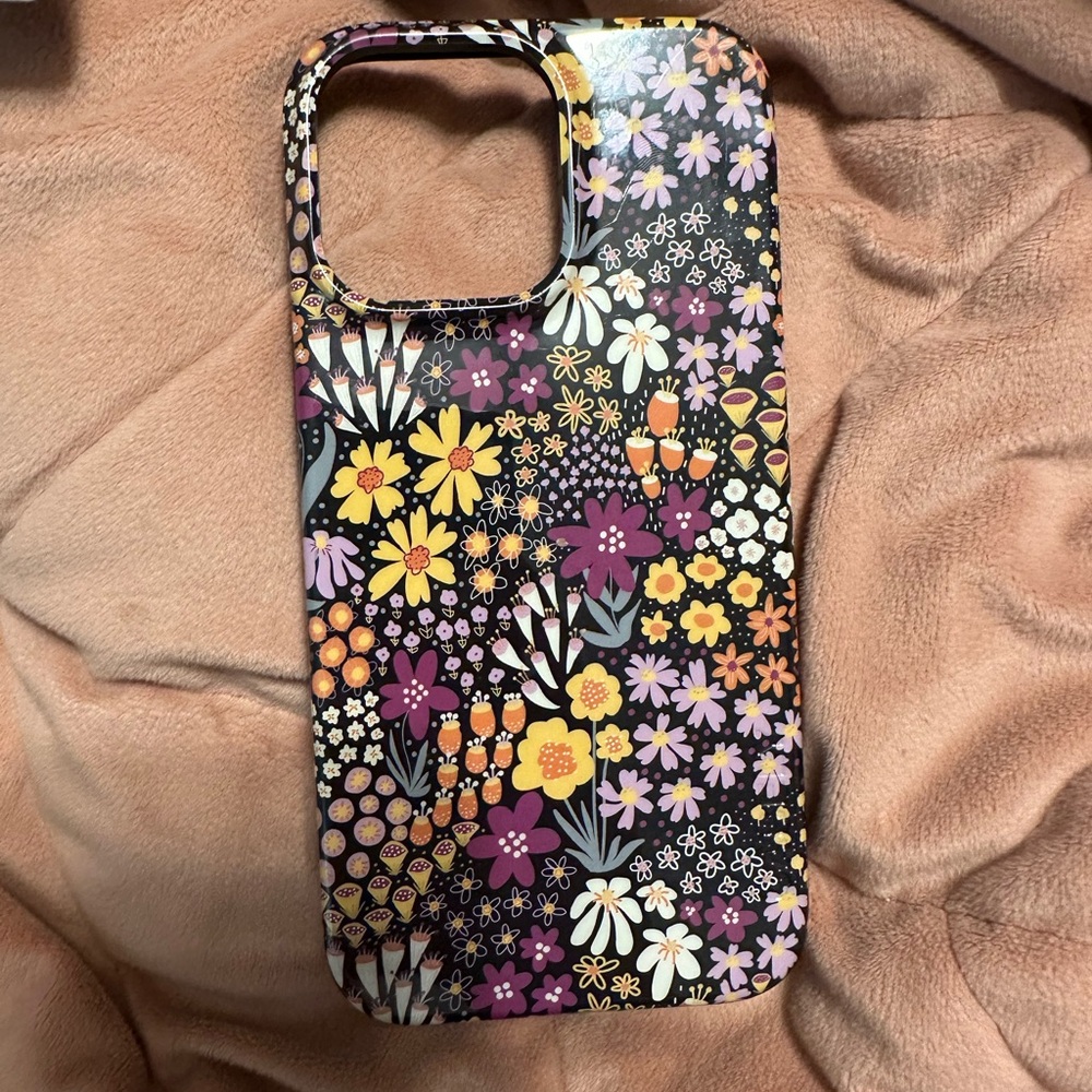 iPhone 14 Pro Max Vibrant Floral Phone Case - Black and Multicolor